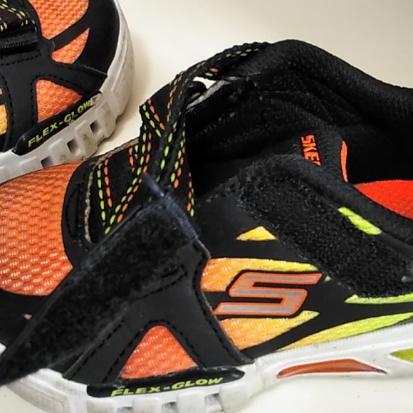 Sketchers Super Z Flex Glow Neon Yellow Orange Light Sneakers Sz 7C - Picture 6 of 7